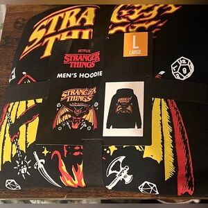 Men’s Stranger Things HellFire Devil Strike Large Pull Over Hoodie New With Tags